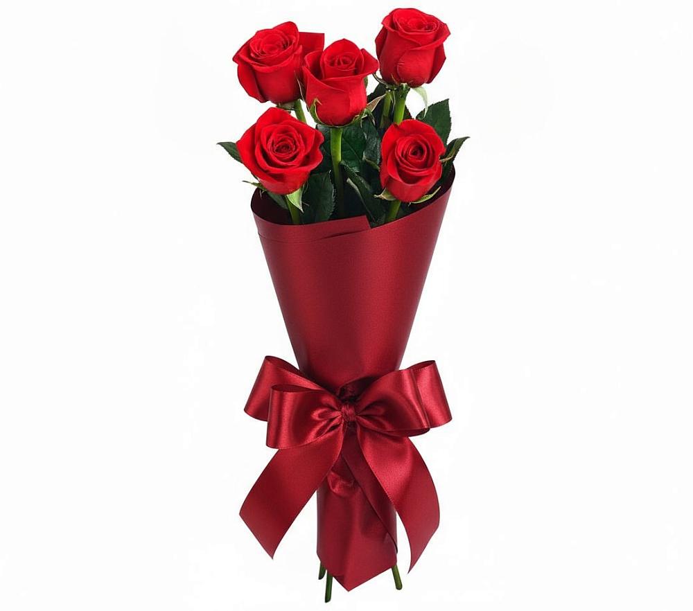 Букет 5 Красных роз Эдлесс Лав в Новопокровское 