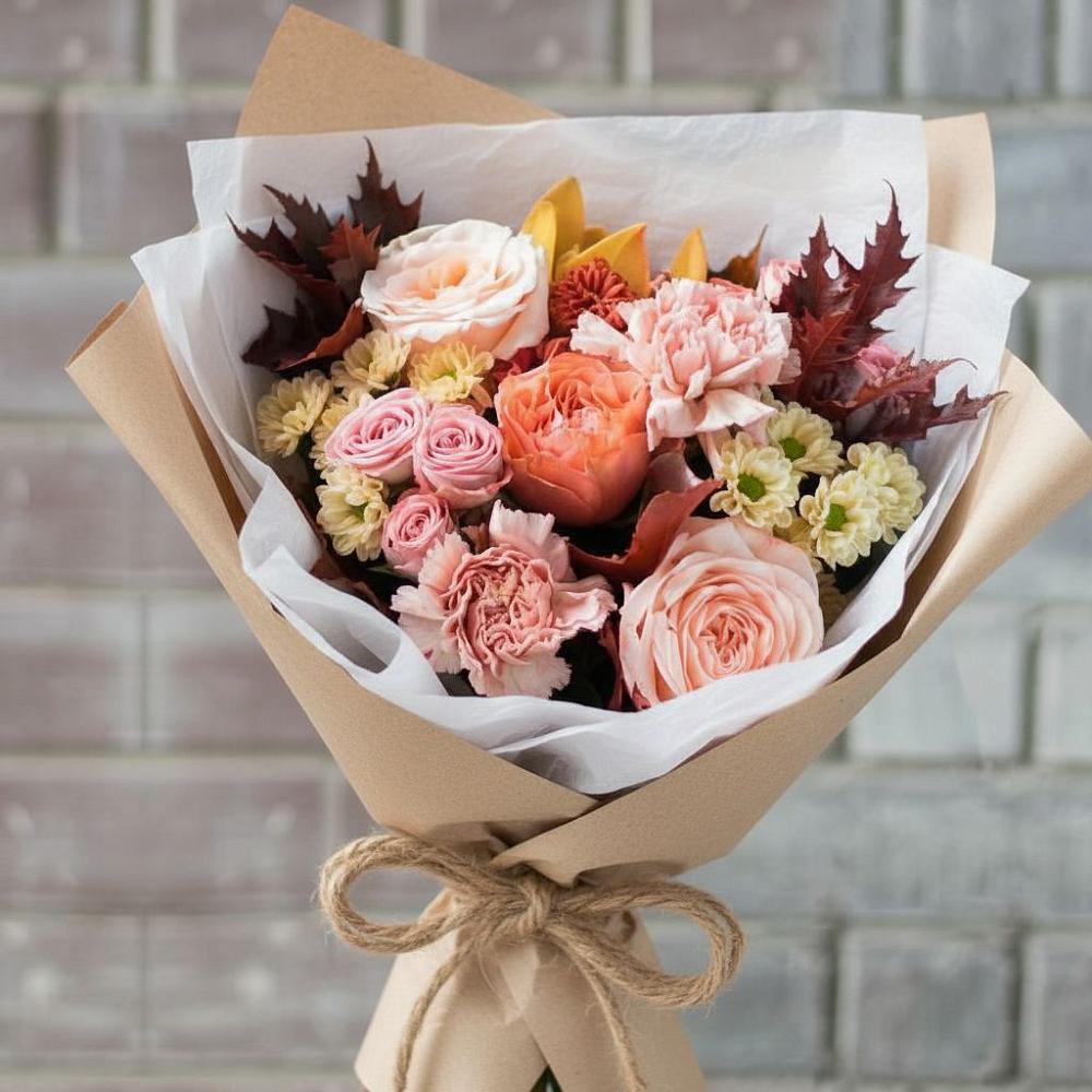 Букет цветов из: Гвоздики, Хризантемы и Розы в Новопокровское 