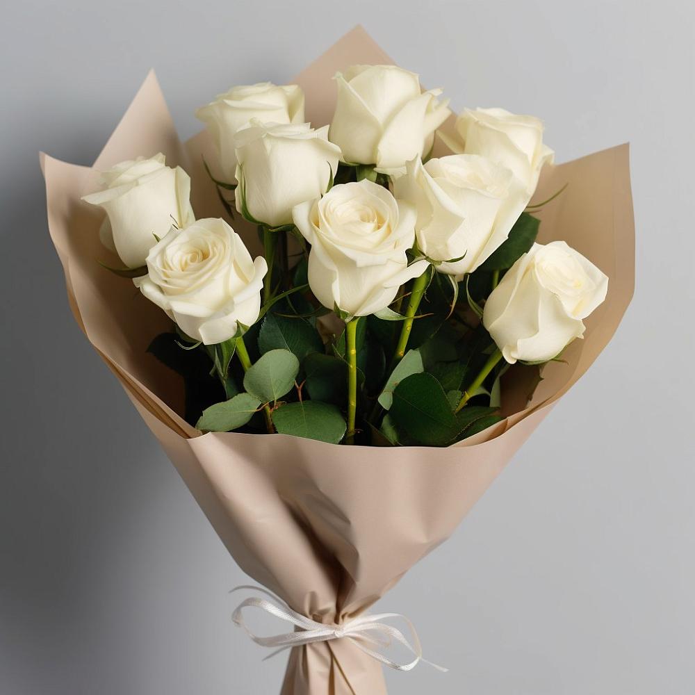 Букет 9 Белых роз Эдлесс Лав в Новопокровское 