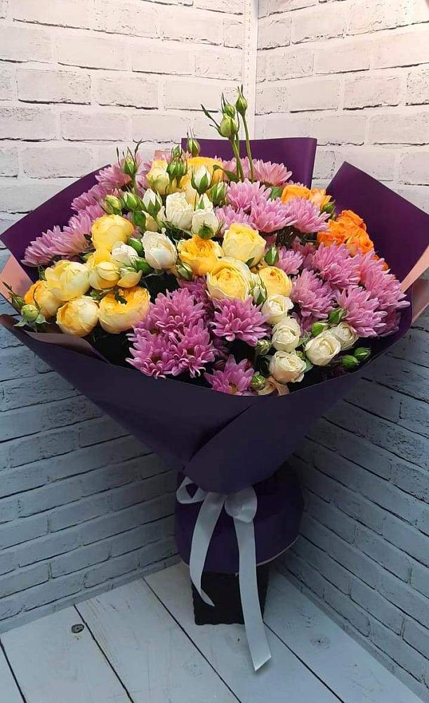 Букет цветов из: Хризантемы и Розы в Новопокровское 