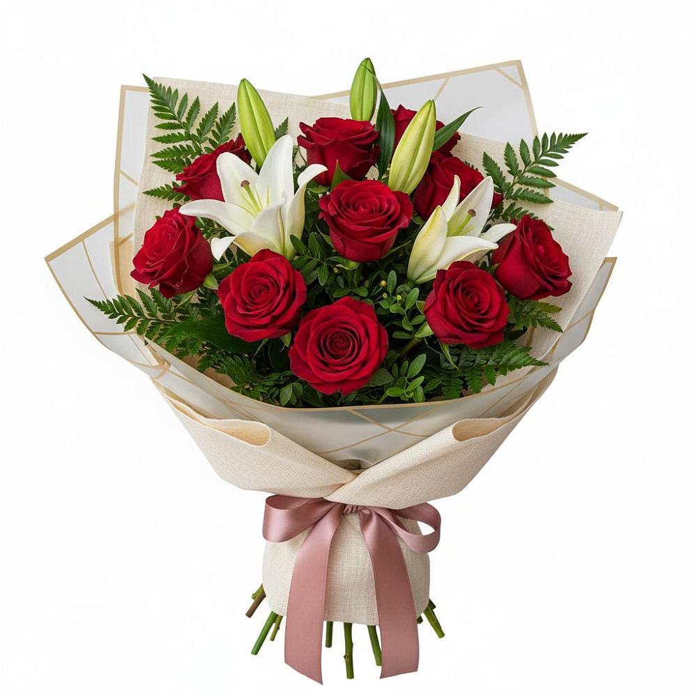 Букет цветов из: Лилии и Розы в Новопокровское 