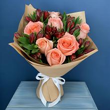 Букет цветов из:  Розы и Альстромерии в Новопокровское 