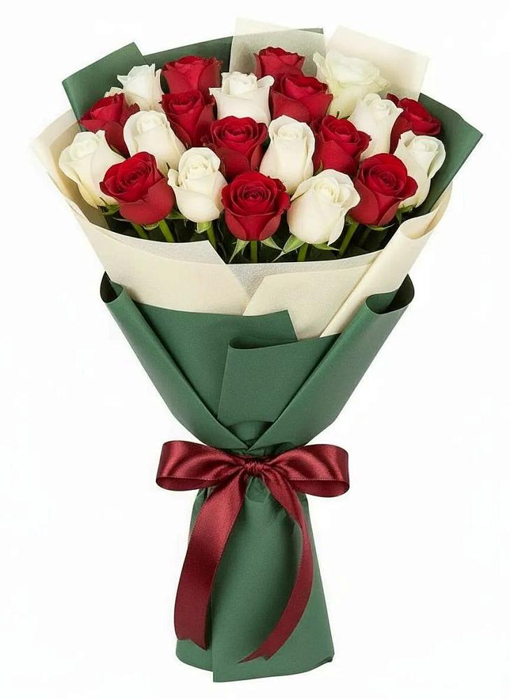 Букет Микс из красных и белых роз в Новопокровское 