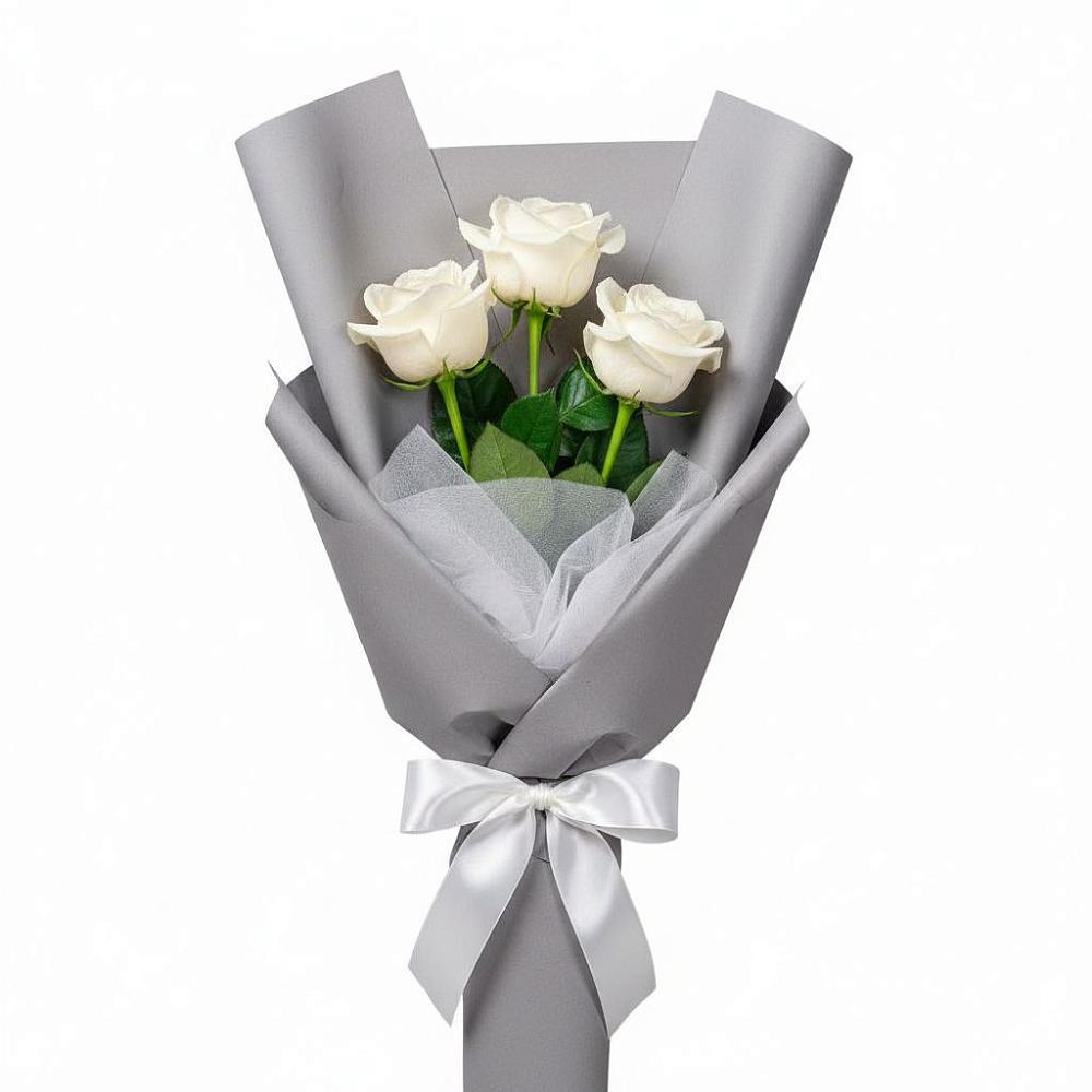 Букет 3 белые розы в Новопокровское 