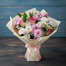 Букет цветов из:  Хризантемы, Альстромерии и Розы в Новопокровское 