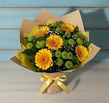 Букет цветов из:  Герберы и Хризантемы в Новопокровское 