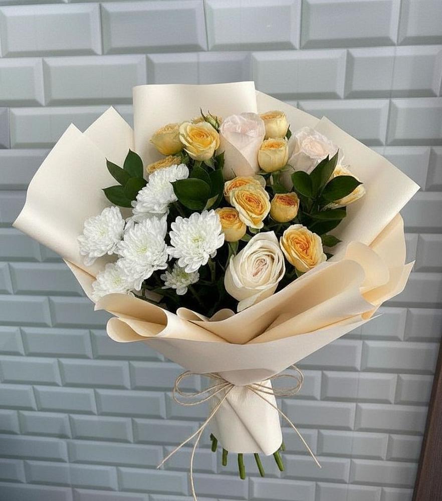 Букет цветов из: Розы и Хризантемы в Новопокровское 