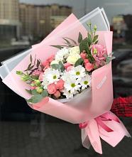 Букет цветов из:  Розы, Лизиантусы и Хризантемы в Новопокровское 