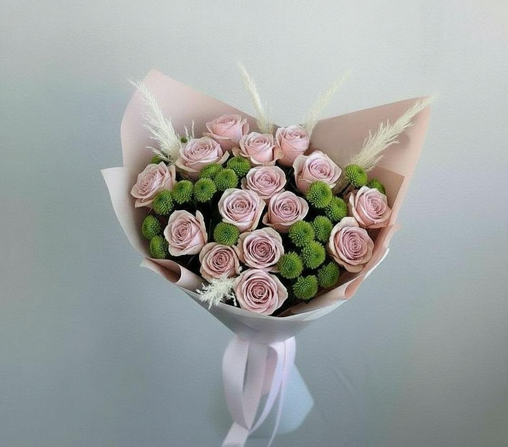 Букет цветов из: Розы и Хризантемы в Новопокровское 