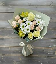 Букет цветов из:  Альстромерии, Розы и Хризантемы #REPLACE_PRED# Новопокровское 
