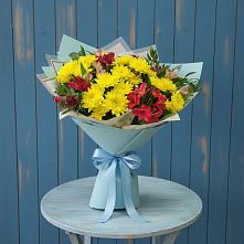 Букет цветов из:  Альстромерии и Хризантемы в Новопокровское 