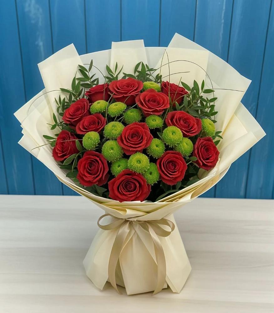 Букет цветов из: Розы и Хризантемы в Новопокровское 