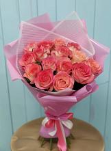 Букет 15 Розовых роз Равель #REPLACE_PRED# Новопокровское 