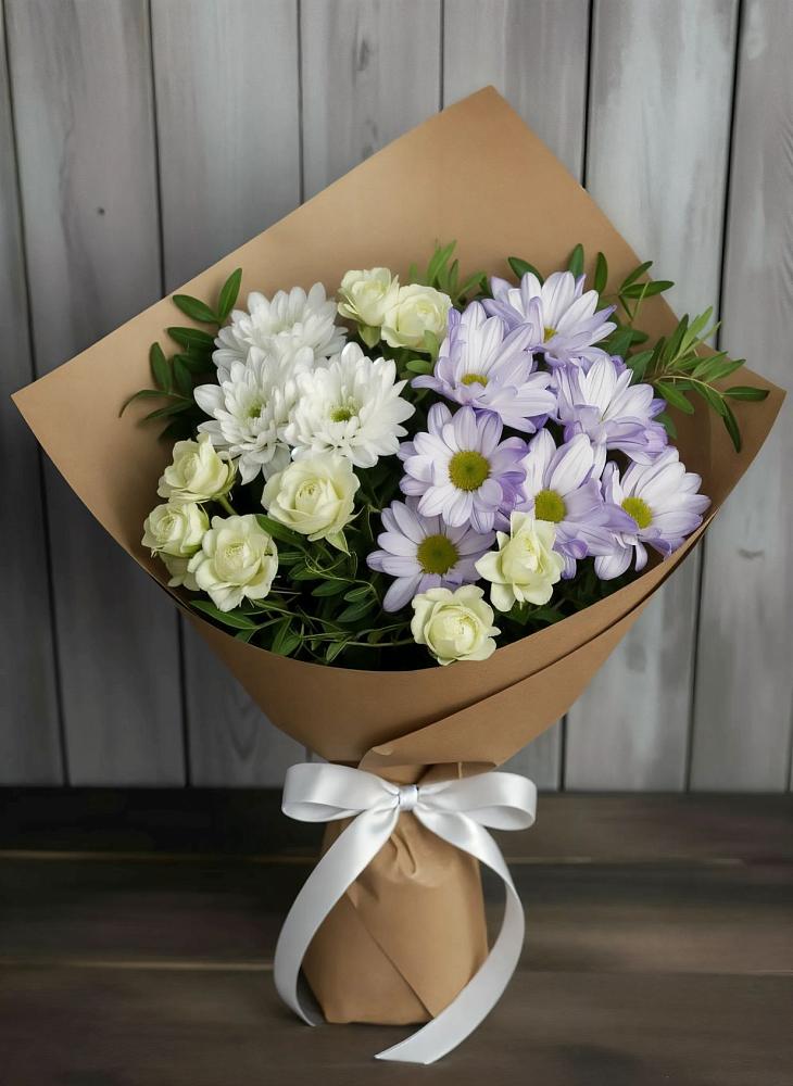 Букет цветов из: Хризантемы и Розы в Новопокровское 